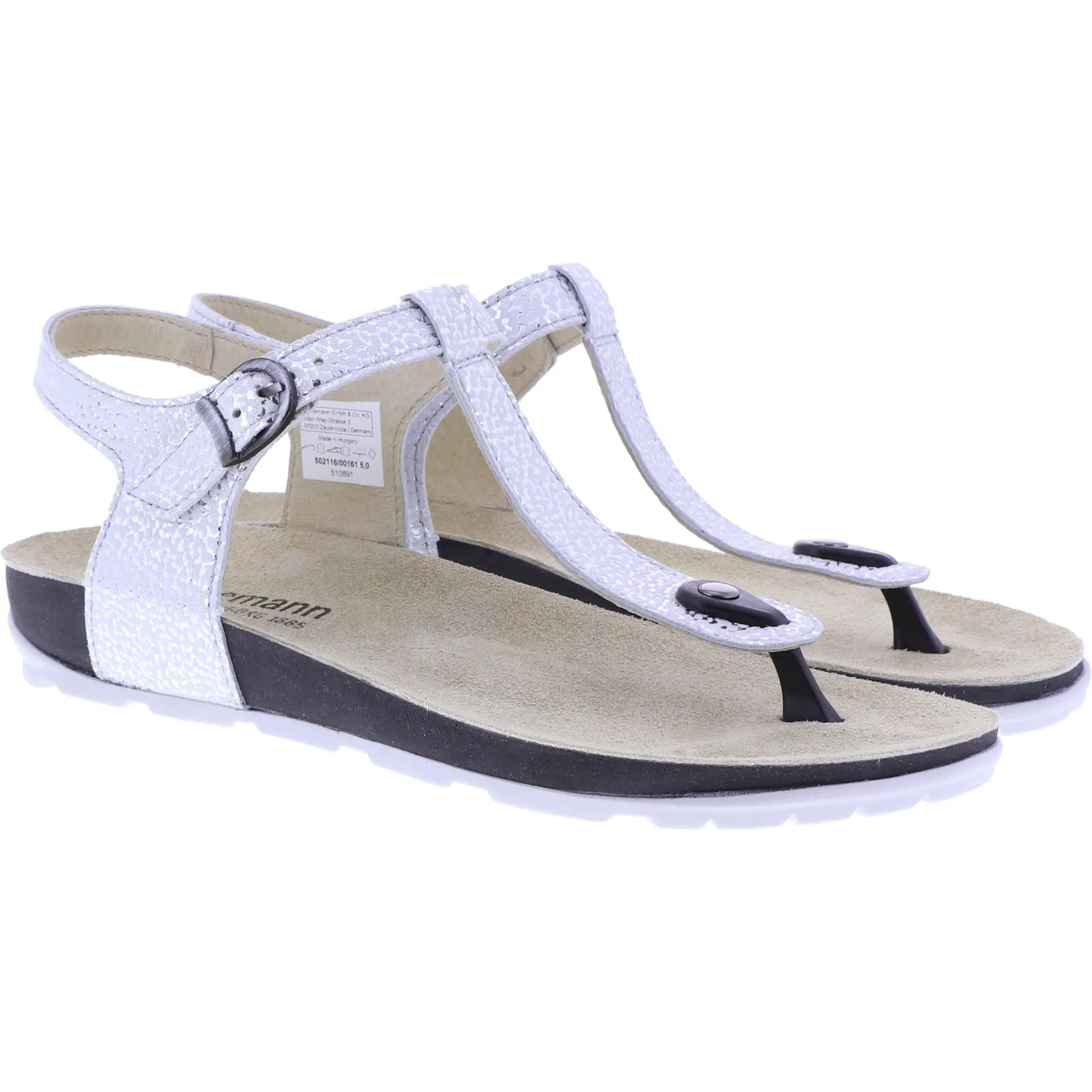 Berkemann | Modell: Kilia | Mondsilber Leder | Leisten: Kimberly | 02116-161 | Zehensteg Sandale