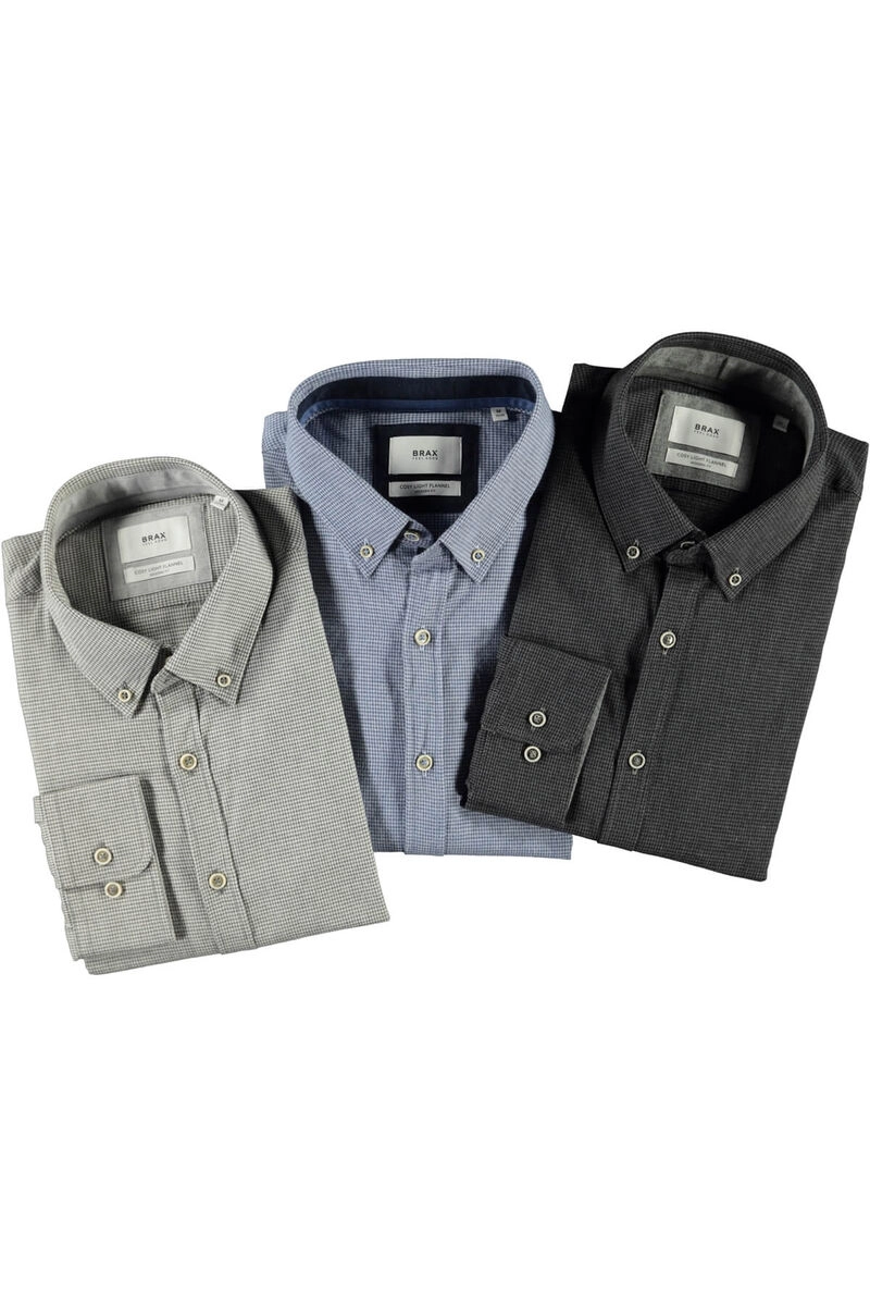 BRAX Leicht Flanell Hemd blau gemustert Modern Fit