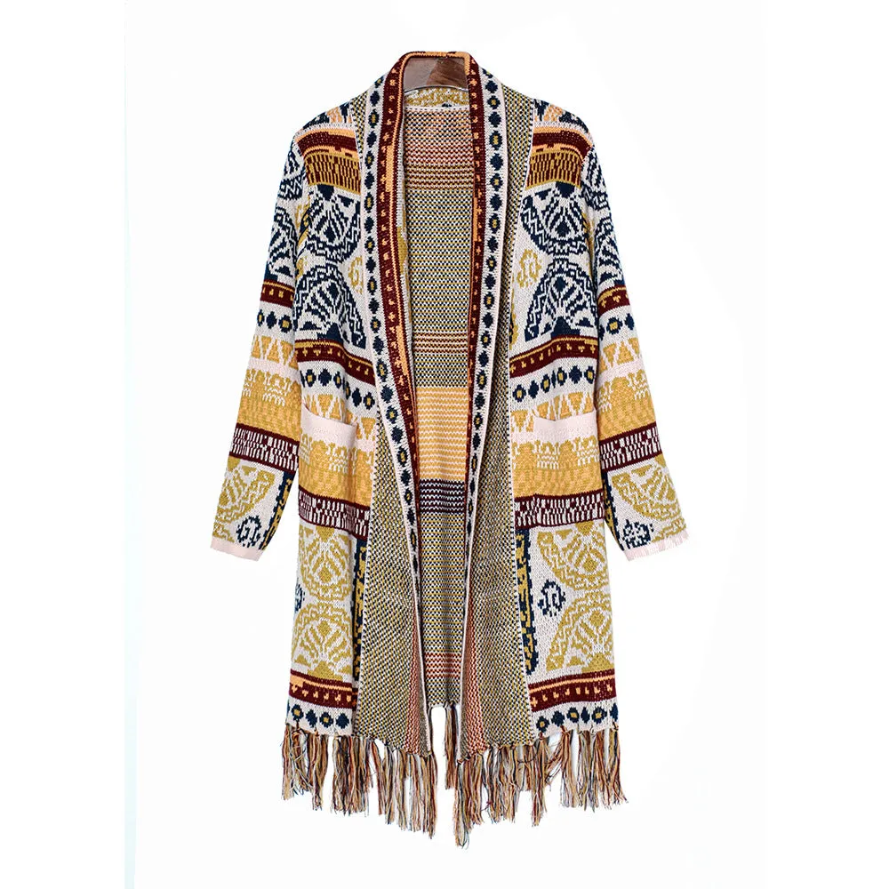 Ethnischer Fransencardigan
