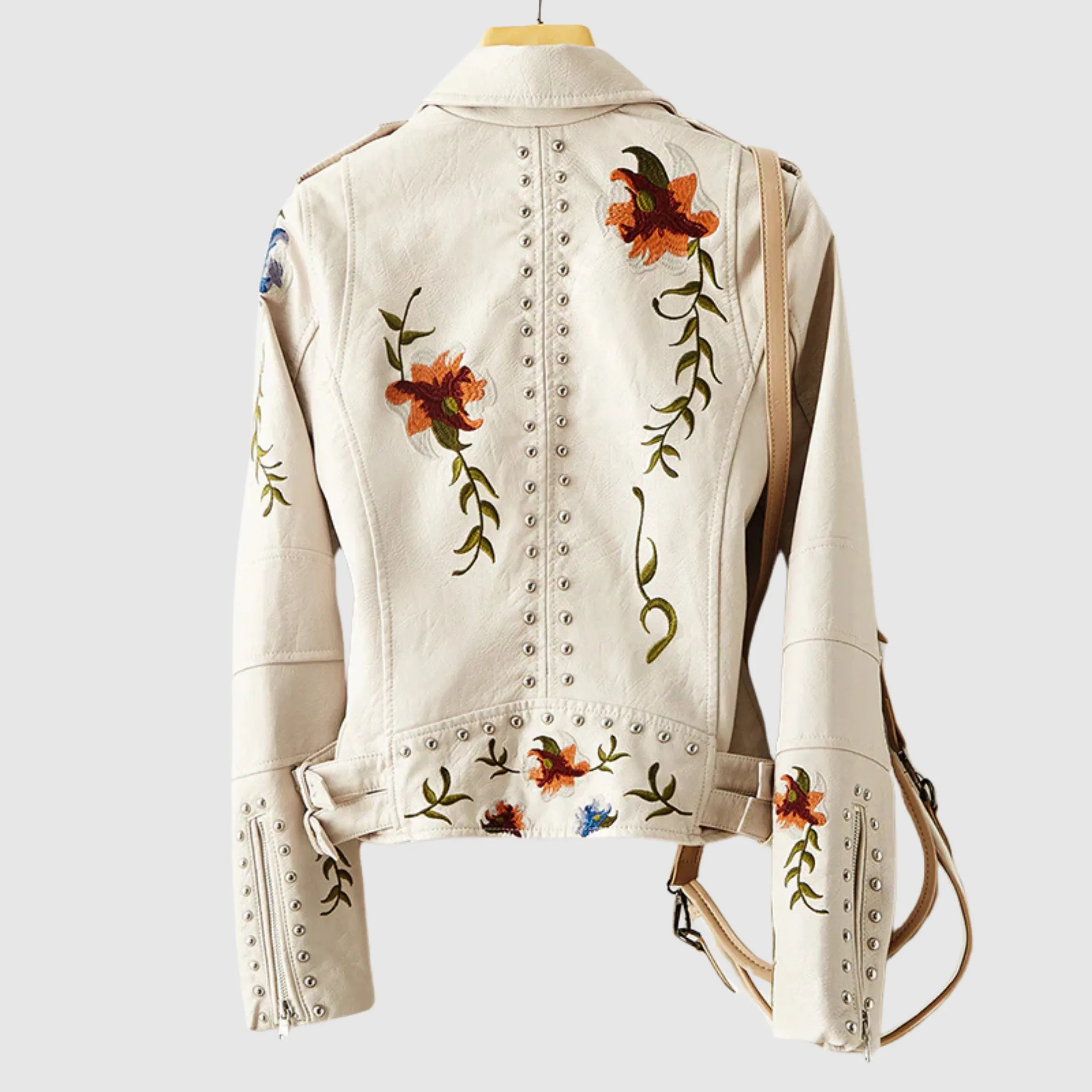Heidi-Mode | Lederjacke mit Retro-Blumenmuster