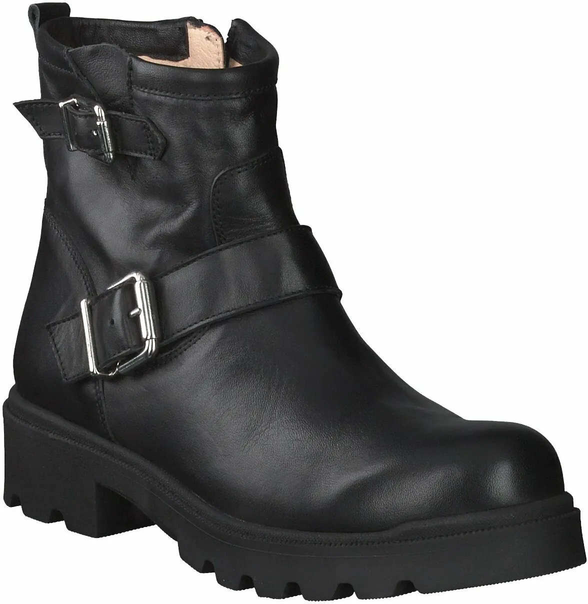 Kinder-Biker-Boots aus Leder 351001825839 (Schwarz)