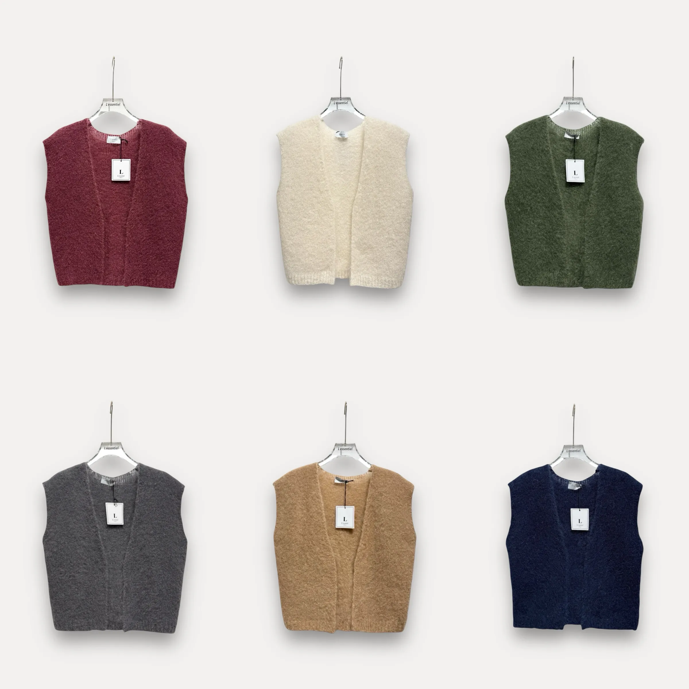 Kleine offene ärmellose DANAÉ-Weste aus Mohair