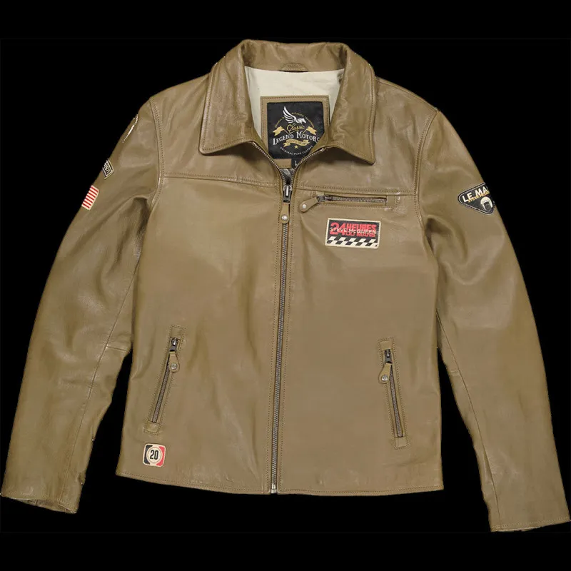 Lederjacke  Steve McQueen 24H Du Mans Lewis Khaki - Herren