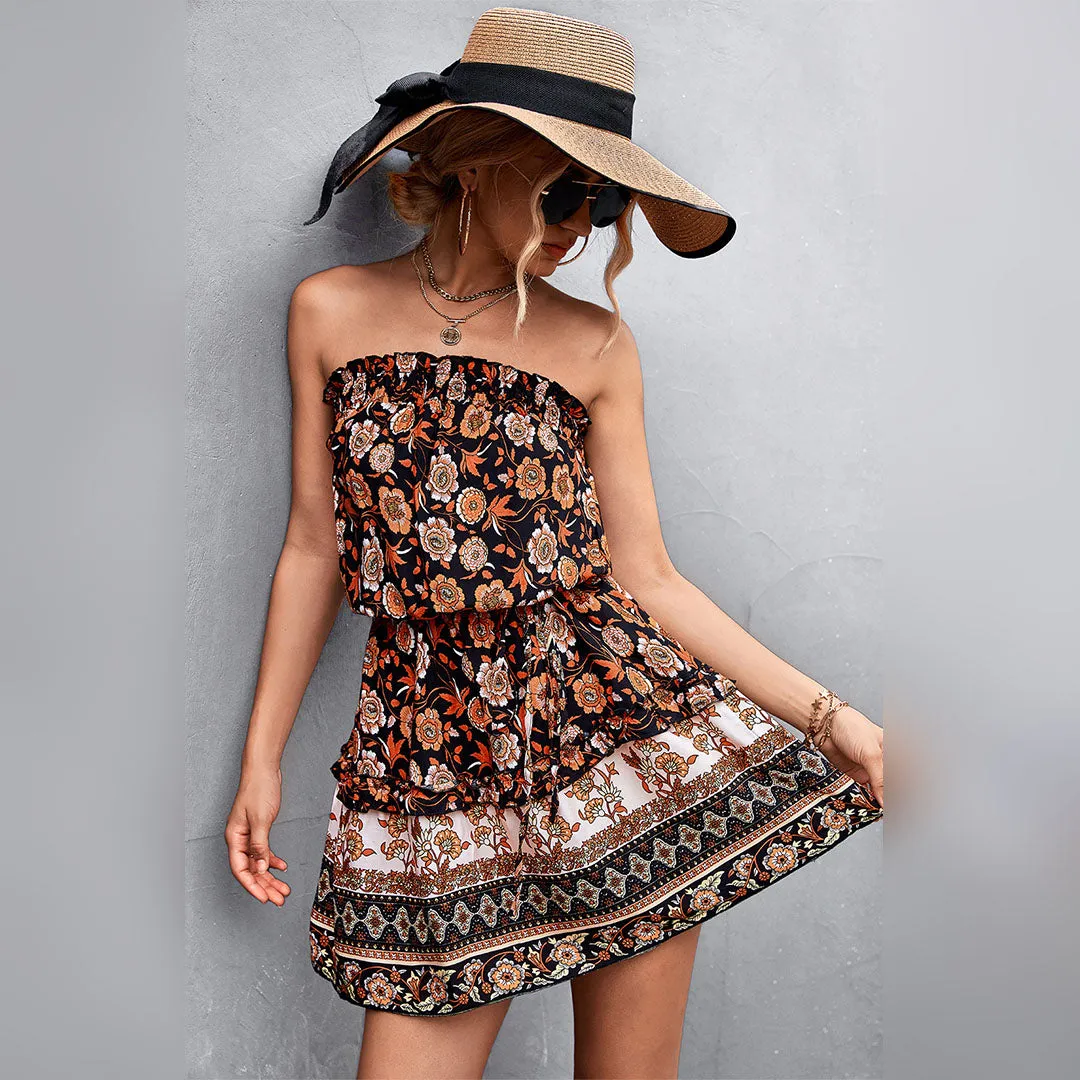 Mini-Kleid mit Blumenoberteil