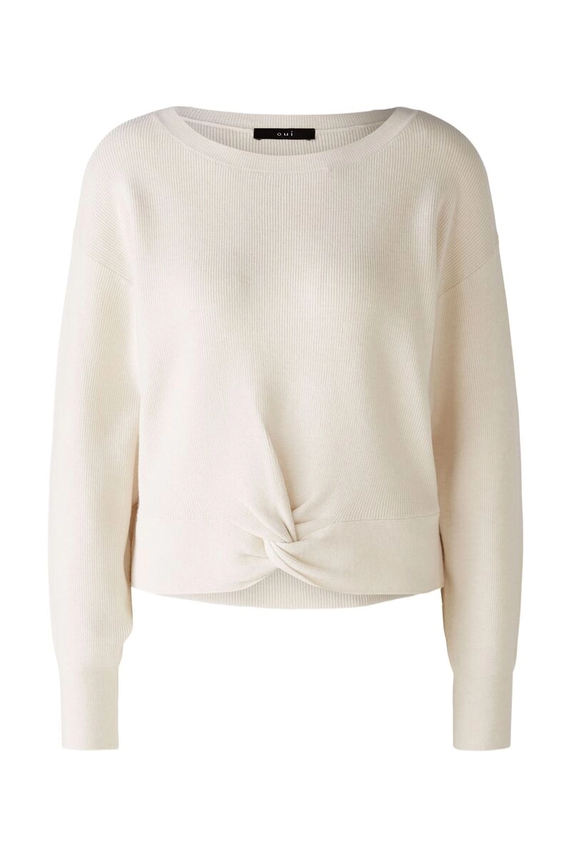 Oui Pullover Viskosemischung offwhite