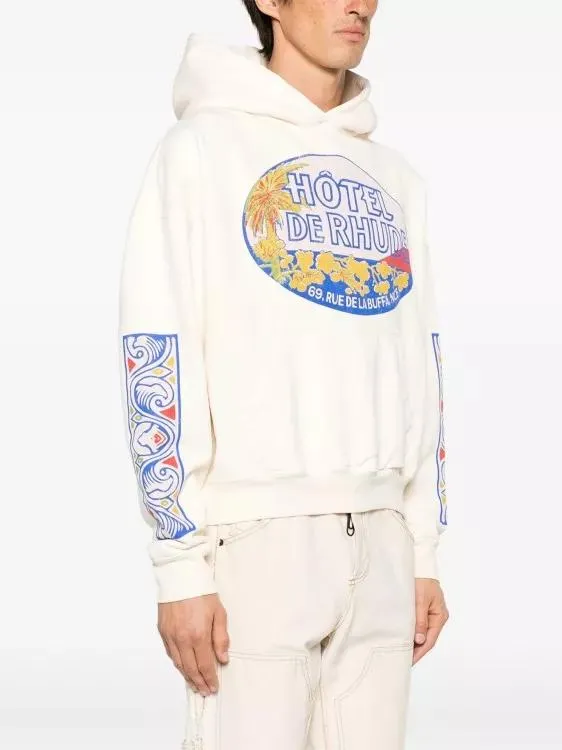   Rhude  Hotel Cotton Hoodie Neutrals