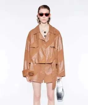   Stand Studio  STAND STUDIO Lederjacke mit Trenchcoatdetails mehrfarbig