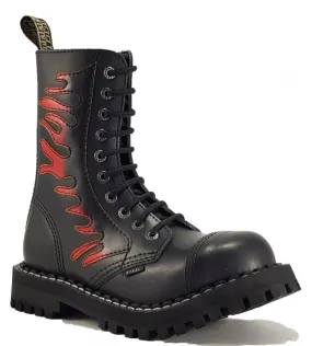 Steel Stiefel 10 Loch Flamme | STEEL Shoes&Boots